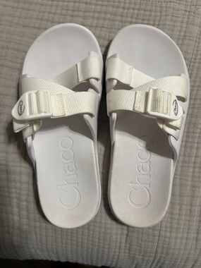 Chaco White Slide Sandals with Adjustable Straps